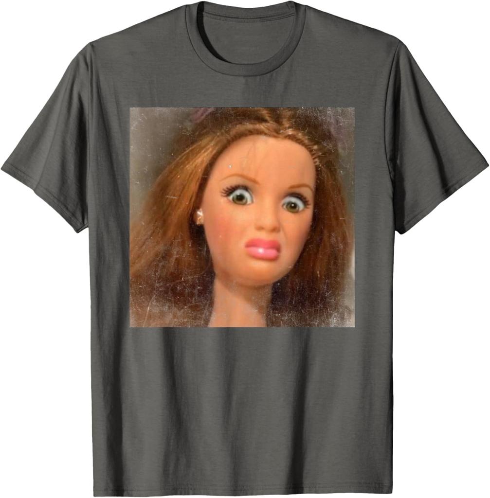 Funny Disgusting Doll Face Meme Tshirt Unisex and Women Summer Cotton Clothing Fashion Round Neck Short Sleeved Tee Streetwear