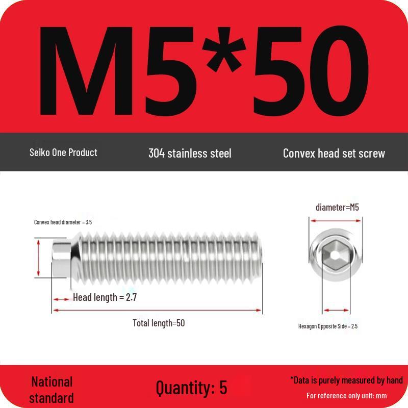 304 Stainless Steel Cup Point Grub Screw - Sizes M3 To M10