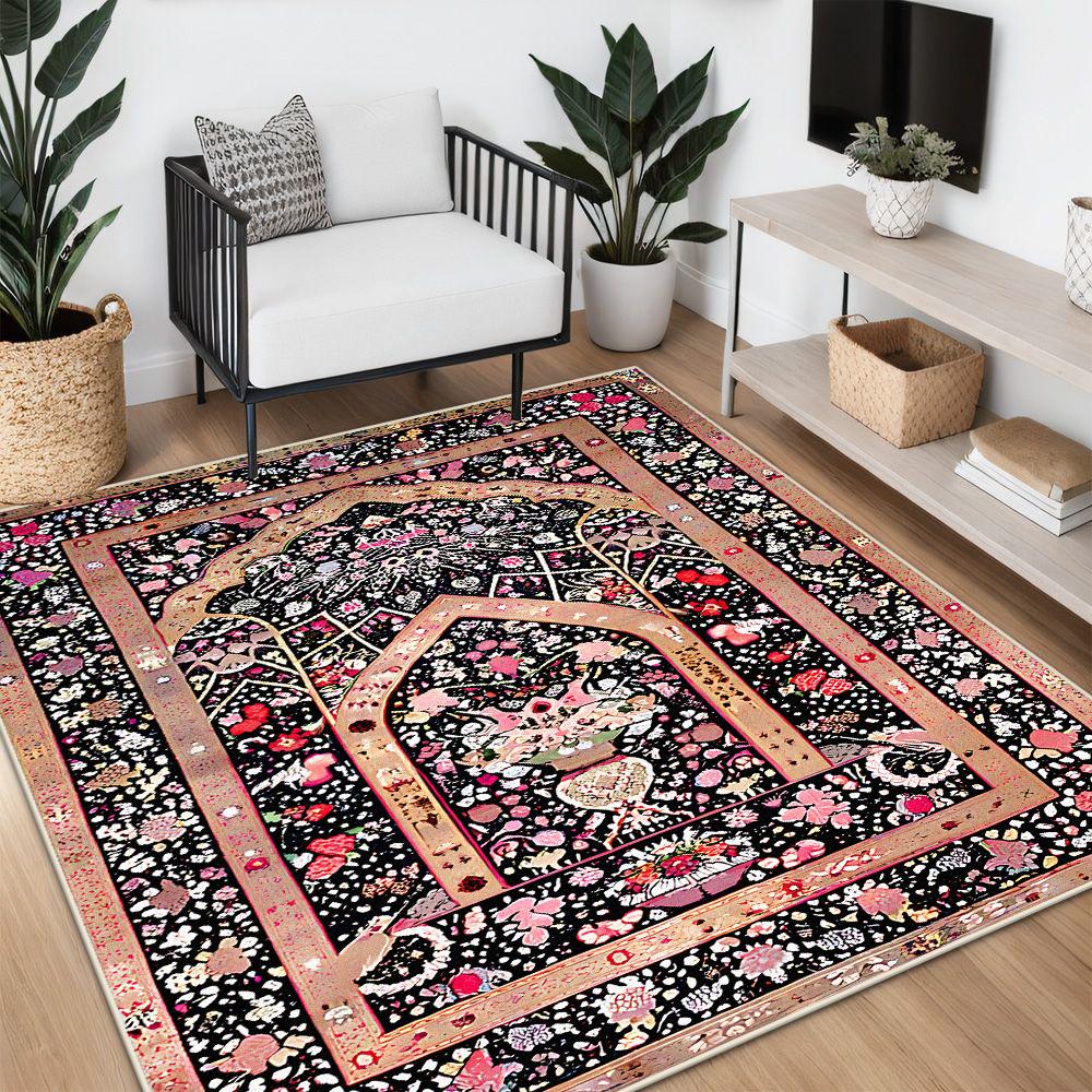 Bohemian Big Size Retro Live Room Rug Soft Washable Room Decoration Bedroom Bedend Carpet Customizable Sofa Table Mat Flannel