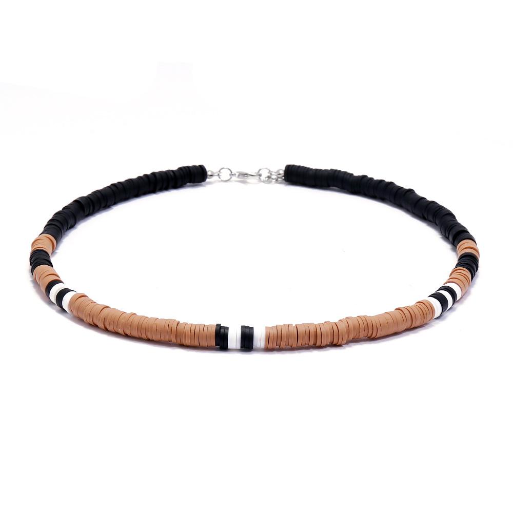 Bohemian creative fashion collarbone chain 6mm disc color soft pottery necklace women