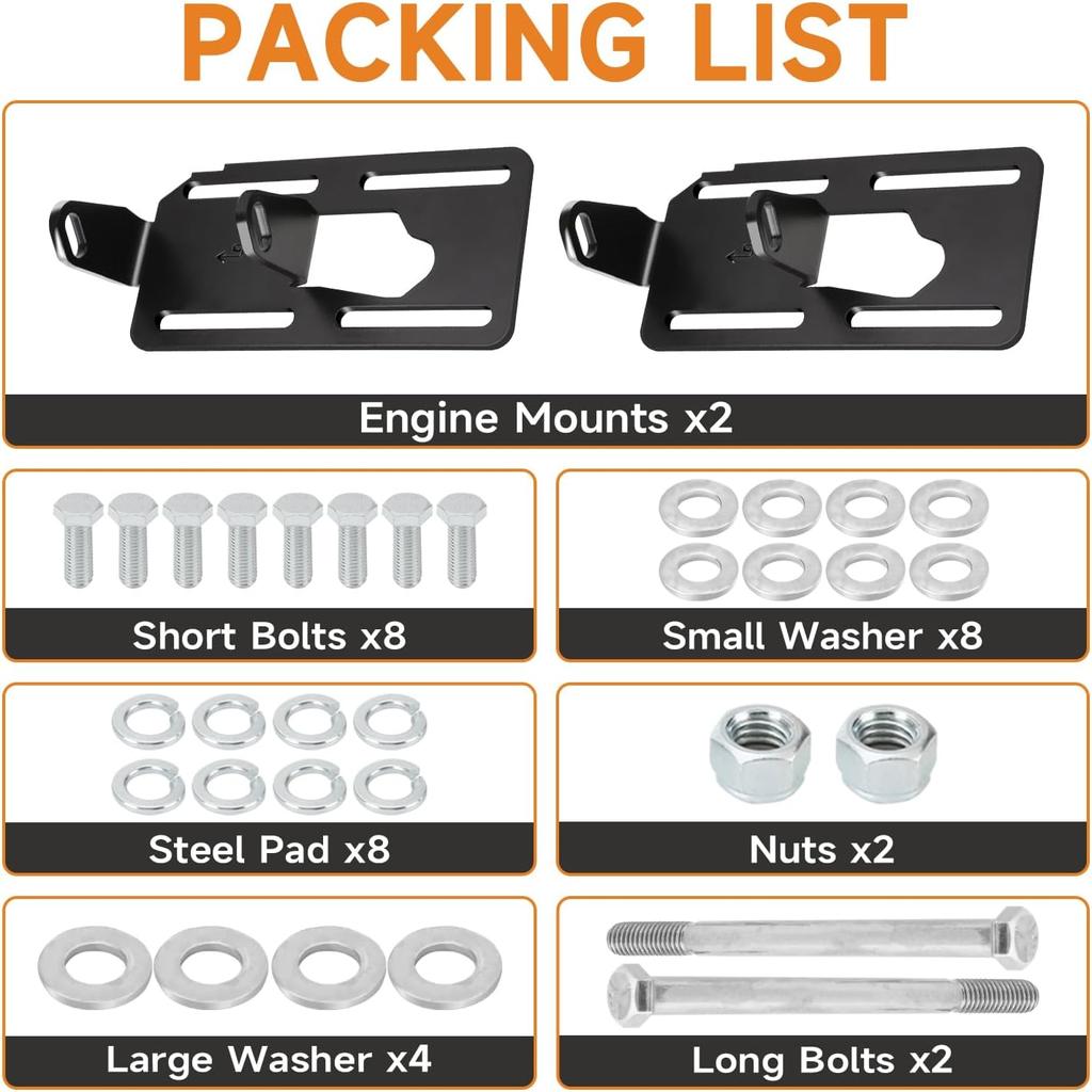 LS Conversion Engine Swap Mounts, Adjustable Swap Motor Mount Bracket Compatible with 1973-1998 Square Body/OBS Chevy GMC Truck 2WD 4WD