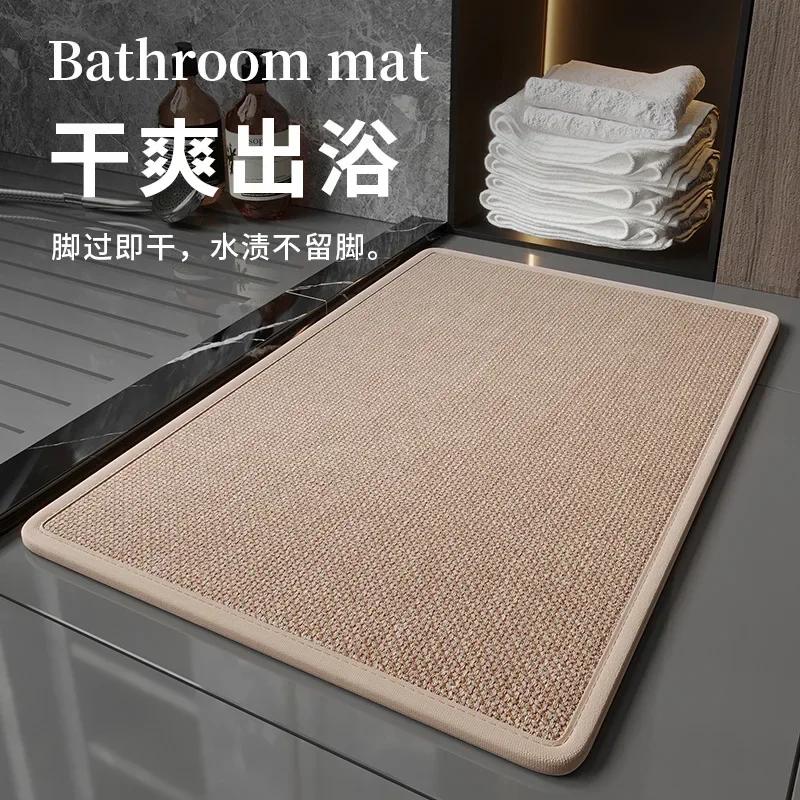 Bathroom Mat Non-Slip Bathtub Rugs Thick Memory Absorbent Linen Jute MatSoft Home Shaggy Floor Carpet For Living Rooms Hallways