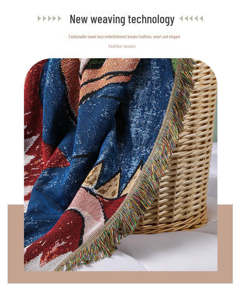 Multifunctional Jacquard Tapestry Blanket: Moisture-Proof Picnic Mat & Sofa Throw