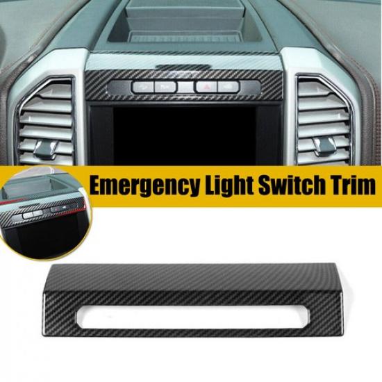 For Ford F150 15-20 Console Emergency Light Switch Dash COVER Trim CARBON FIBER