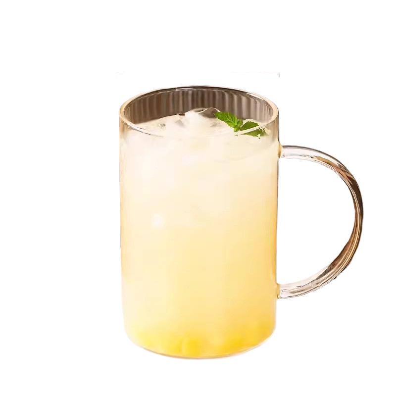Large 1L High-Temperature Resistant Glass Office Mug with Handle and Straw 1L