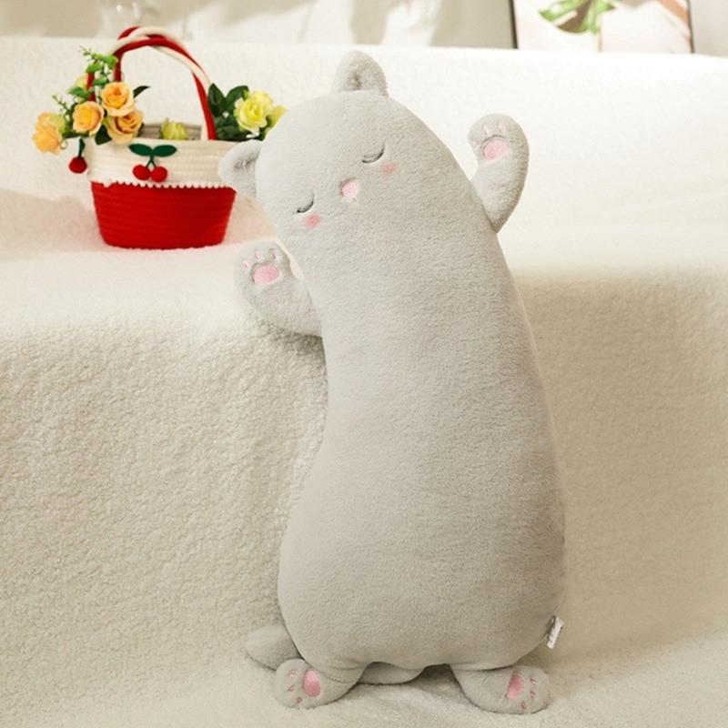 Cute Cat Stuffed Animal Pillow Long and Soft Perfect for Kids Bed or Sofa Decor