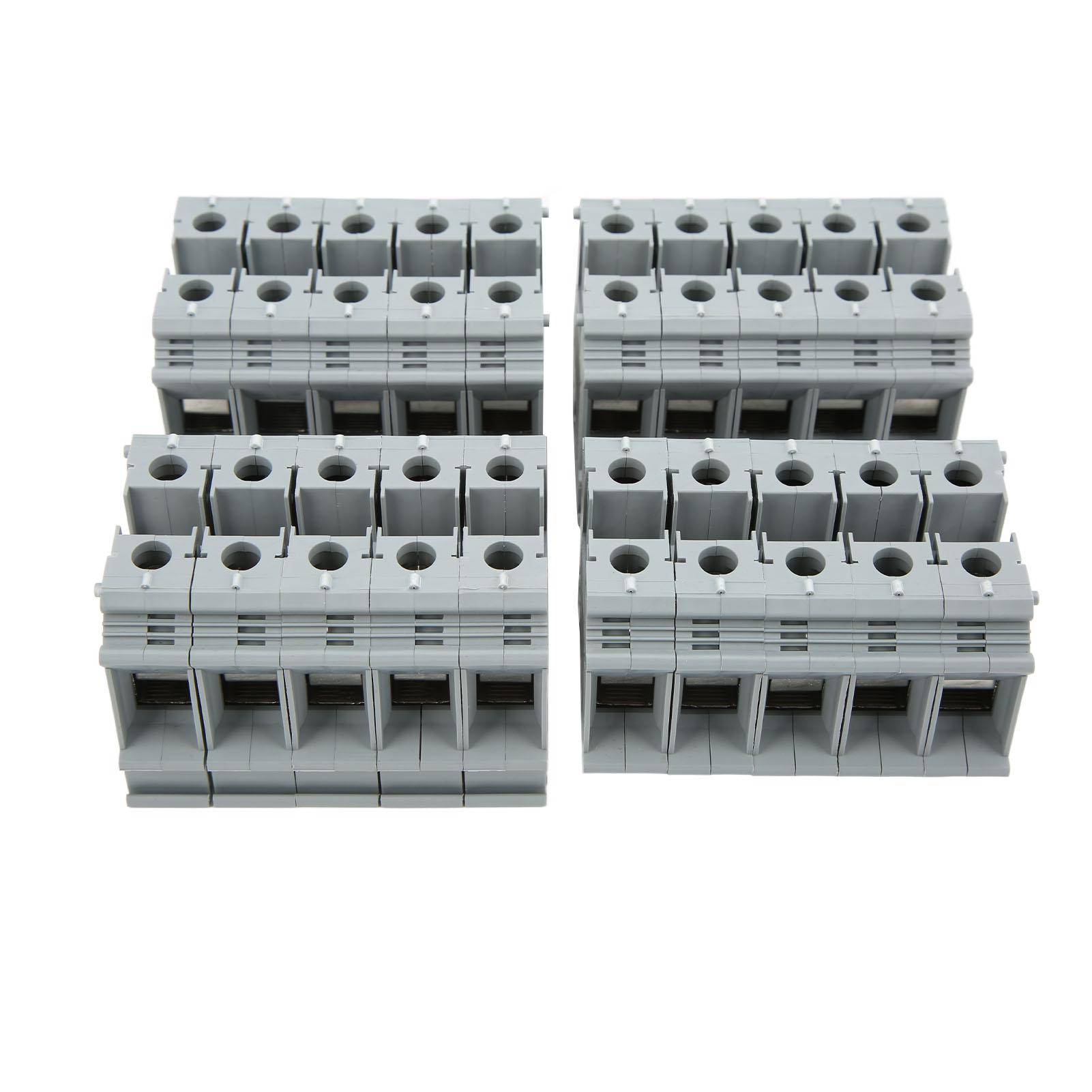 

20pcs Terminal Block Rail Type 125A 800V Powerful Conductivity Ground Terminals for Electrical Wire Connection