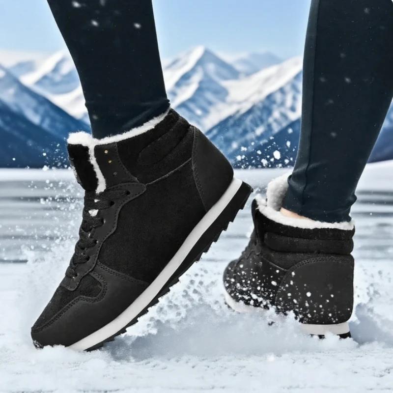 Men's Warm Ankle Boots Casual Winter Anti Slip Comfortable Fashion Sneakers Plush Heated Anti Slip Platform Winter Snow Boots