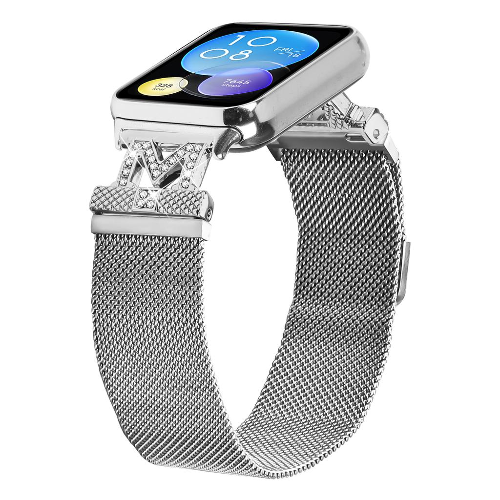 For Xiaomi Smart Band 8 Pro Bands Stainless Steel M-Type Milanese Watch Band Silver Wrist Strap
