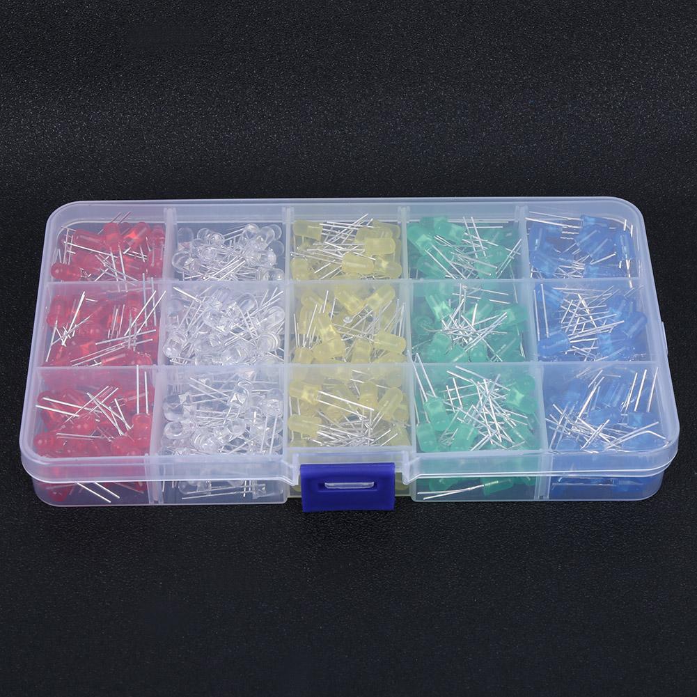Set 500 Buc Diode LED Luminoase Plastic Anticoroziv 5mm Albastru Verde Galben Alb Roșu