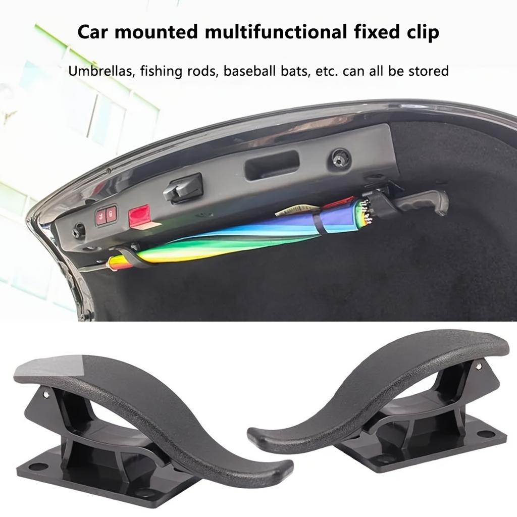 2pcs Multi-Purpose Car Hooks - Umbrella & Storage Clip for Seat Back, Trunk Organizer, Non-Waterproof Plastic, Box,Cabinet,Rack for Outdoor Storage