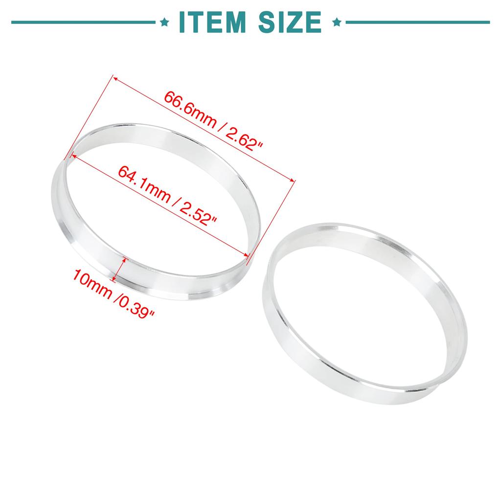 ACROPIX Hub Center Ring 66.6-64.1 Mm Silver Tone 4pcs