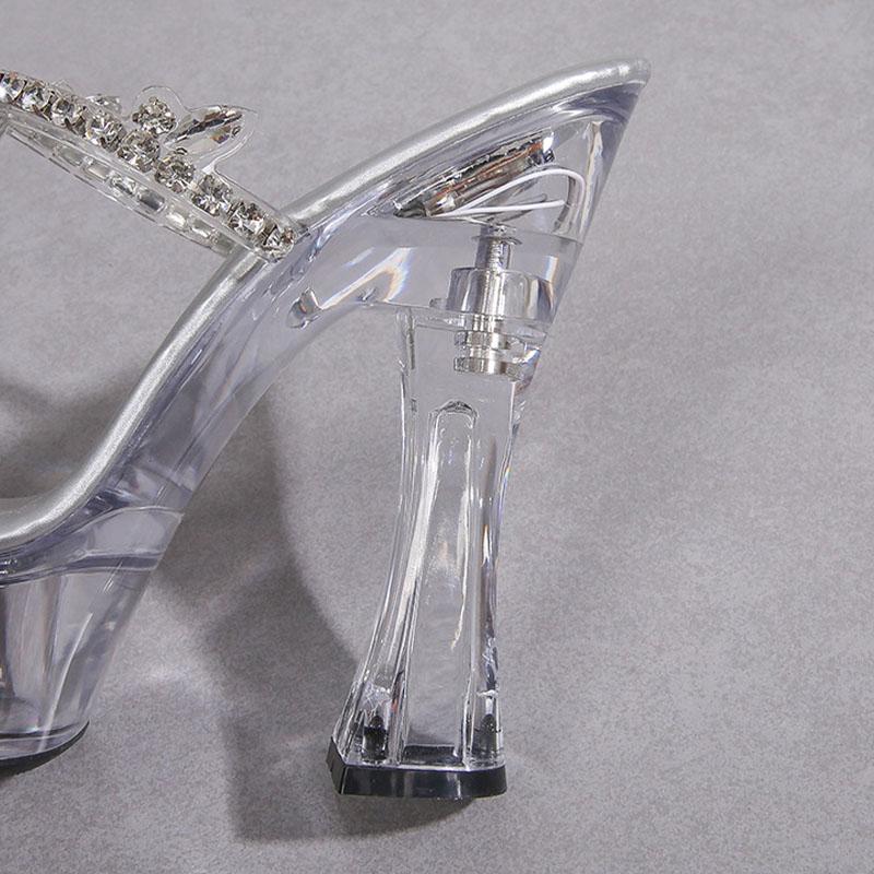Women's Shoes Thick Heel Rhinestone Nightclub High Heels Luminous Catwalk Crystal 10365 Series 14cm Heel 4cm Platform LFD