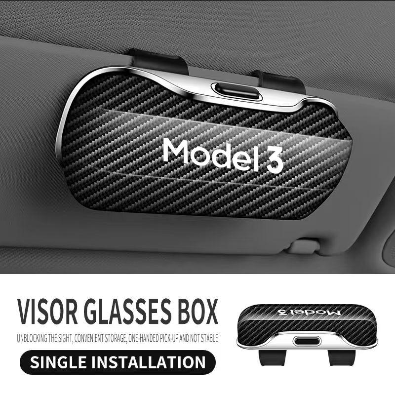 

For Tesla Model 3 highland 2025 Model Y Model S X Car Glasses Box Sunglasses Holder Auto Sun Visor Eyeglass Case Accessories