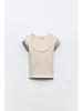 Women's Summer Sweet & Spicy Slim Fit Round Neck Ribbed Cotton T-Shirt, Short Sleeves