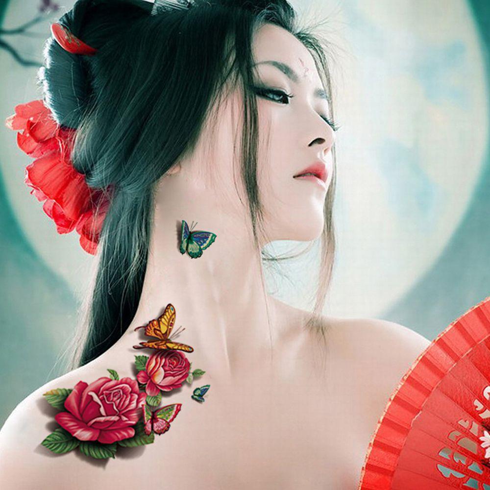 Easy To Clean 3D Butterfly Flower Feather Party Accessories Women Tattoo Sticker Body Stickers