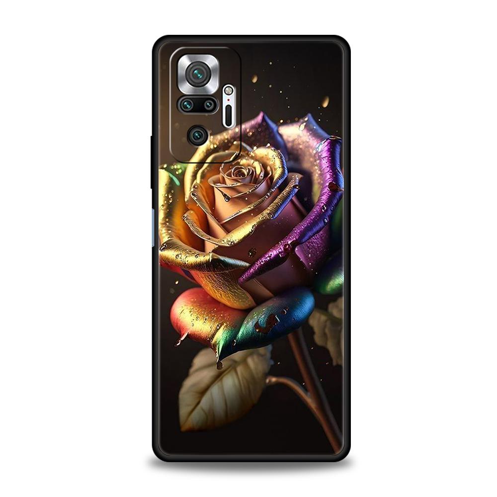 

Мультяшный чехол-накладка с розой для Redmi 13C 10C Note 13 12 10 11 Pro Plus 7 8T K40 K50 Gaming Pro Plus 5G Мягкий чехол Capas Сумки Redmi 10C