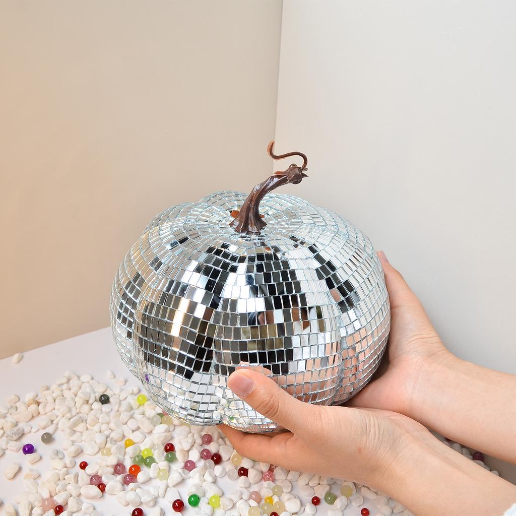 Pumpkin Disco Ball Halloween Party Home Decor Photography Props Ornaments Mirror Glass Pumpkin