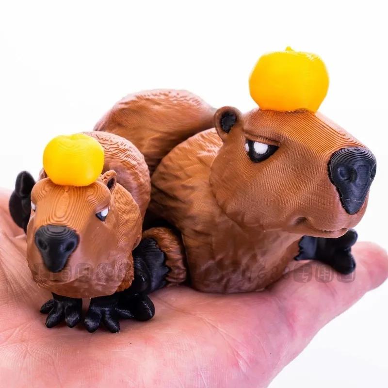 3D-printed Capybara Action Figures Articulated Movable Capibala Figurines Creative Animal Ornaments Home Decors Christmas Gift