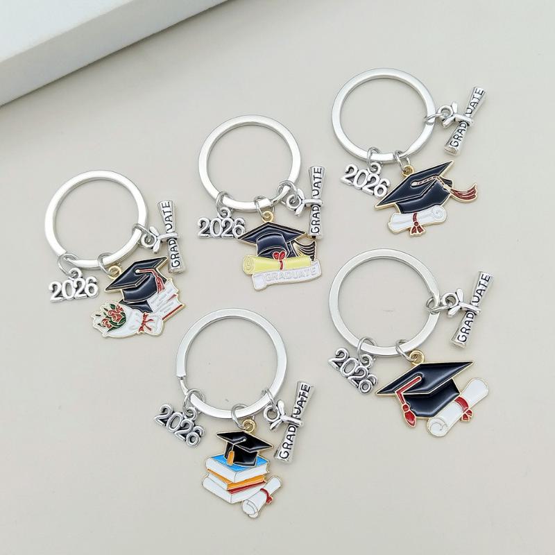 Doctoral Hat Graduation Cap Keychain 2026 Metal Pendant Gown Bag Keyring Fashionable Celebration Gift for College Students
