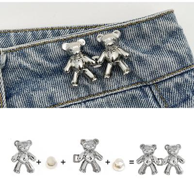 Alfileres de botón de Jean hebilla de cintura ajustable alfiler de pantalón de oso sin coser oso apretar el alfiler de botón de cintura botón instantáneo para pantalón