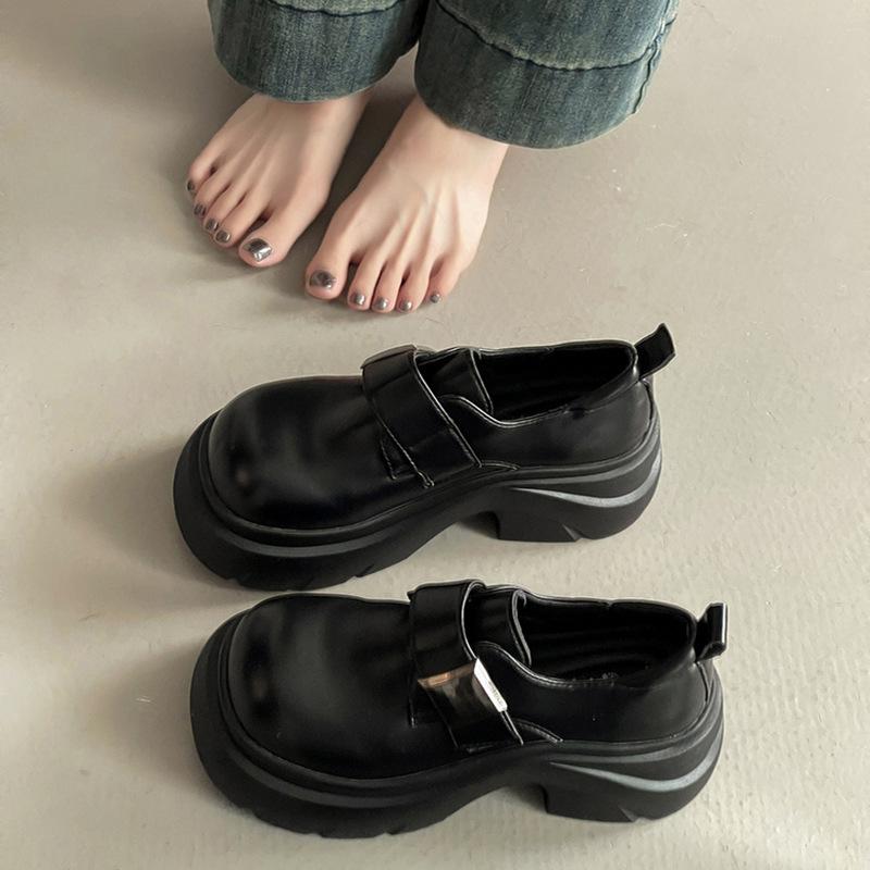 Fashion platform heightening loafers women's 2025 summer new casual British style small leather shoes single shoes Mary Jane shoes