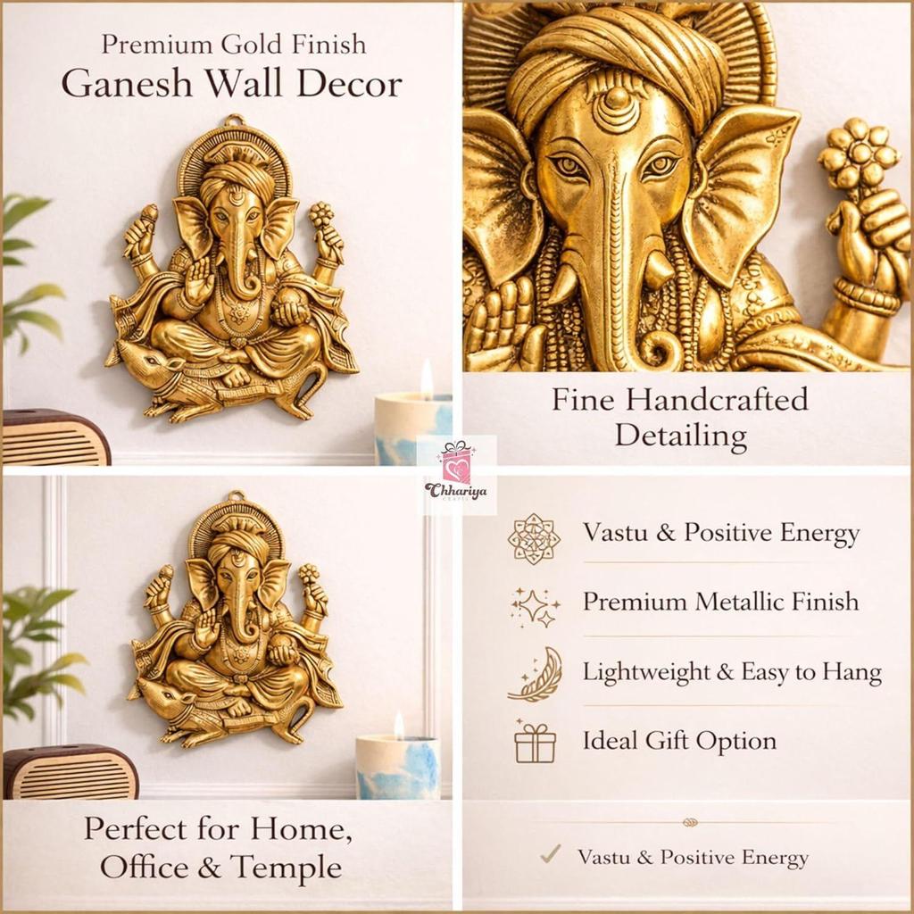 CHHARIYA CRAFTS Wall Hanging Lord Ganesh Idol Statue for Home Decor Decorative Showpiece