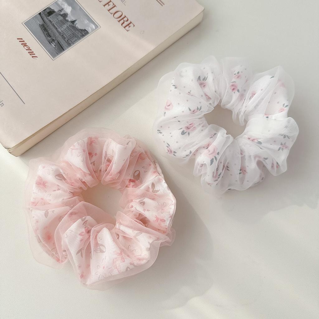 New Double-Layer Yarn Large Intestine Hair Ring Korean Mesh Fresh Daisy Hair Rope Ponytail Rubber Band Hair Accessories