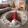 Funny 3D Effect Gnome Rug Non-slip Round Carpet for Christmas Decoration Living Room Bedroom Floor Mat