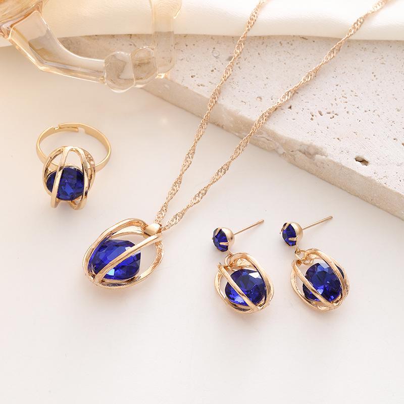 

Модный женский комплект украшений в форме капли с геометрическим узором - ожерелье и серьги CK0364 3-piece set