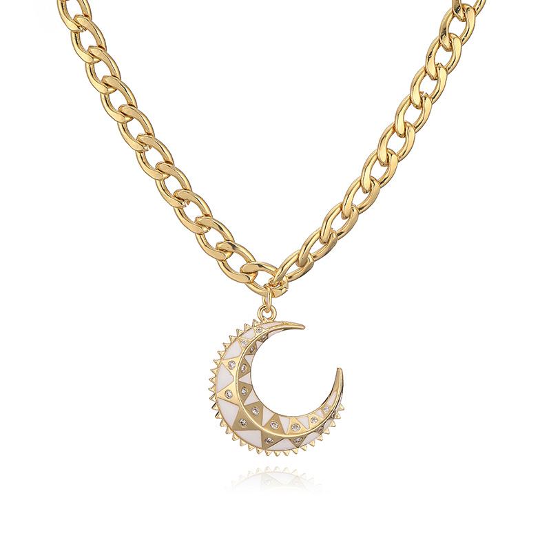 

HECHENG,High Quality Punk Retro Hip Hop Cross Moon Pendant with Chunky Chain Unisex Metallic Pendant Necklace Other