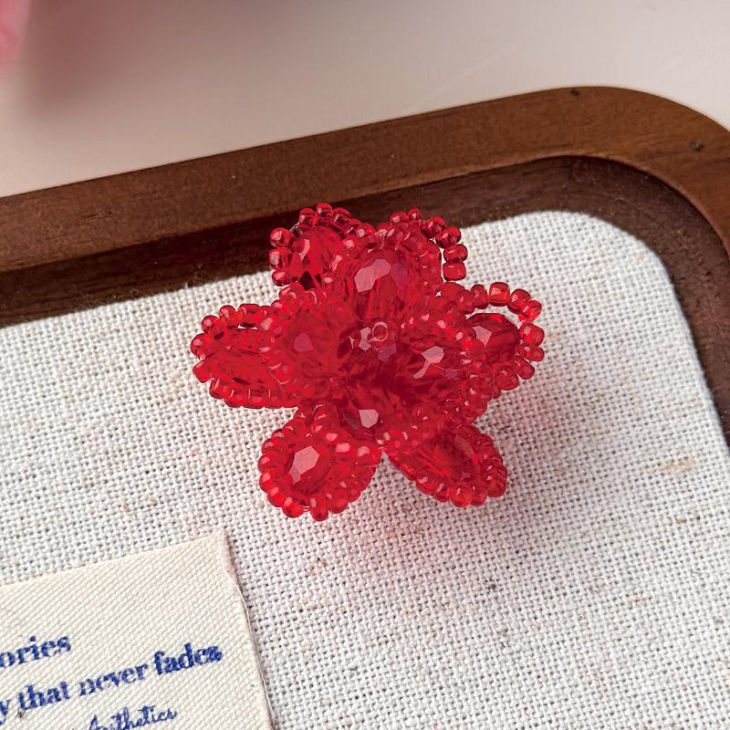 Sparkling Red Beaded Crystal Flower Shoe Clips Elegant Shoe Decor for Sandals Jelly Shoes Banquet Gift Choice