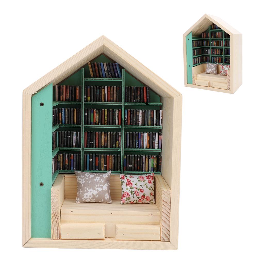 Bookshelf Mini House Kit Wooden Decorative Exquisite Cute Long Life Tiny House Kit for Bedroom Study