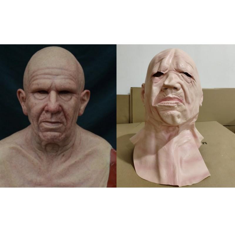 Halloween new product: Old man mask, old lady headgear costume props, latex bald head cover