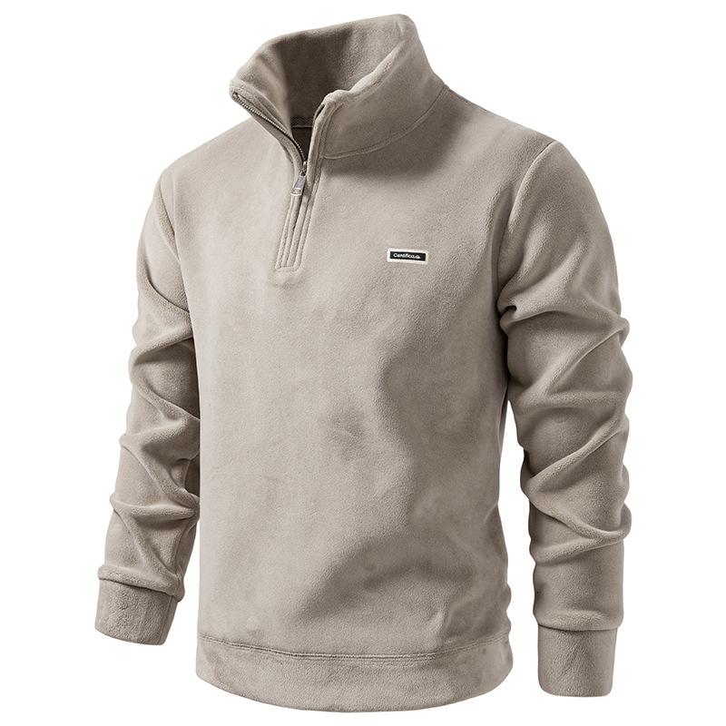 Men's Fleece Quarter Zip Sweatshirt Casual Stand Collar Long Sleeve Pullover For Daily Wear