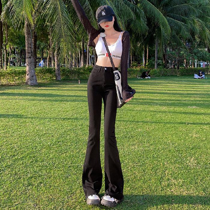 Jeans for Women In Autumn and Winter, High Waist and Belly Slimming Horseshoe Pants Lift Hips and Bell-bottom Pants for Women In Autumn and Winter