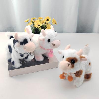Electric Plush Dairy Cattle Toy Kids Walking Interactive Mooing Nodding Robot Scarf Cow Plushie Toy Toddlers Educational Simulation Animal Toy