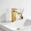 Gold Waterfall Basin Faucet - Vessel Sink Mixer Tap for Bathroom, Hot & Cold Water Home Use