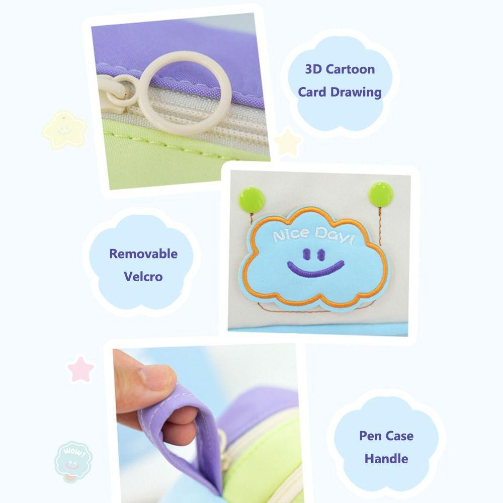 Handheld Pen Bag Contrast Color Stationery Bag Stationery Storing Bag  School Office