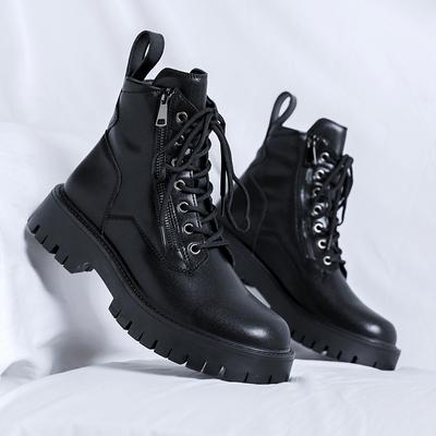 Botas de Caña Media con Tela Base Gruesa Otoño Invierno 2024 Botas de Tendencia Británica para Hombre Botas de Caña Alta Zapatos Casuales Coreanos Botas de Motocicleta para Hombre