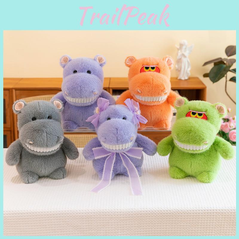 Hippo Stuffed Animal Plush Toy Cartoon Bow Doll Multiple Colors Gift Children