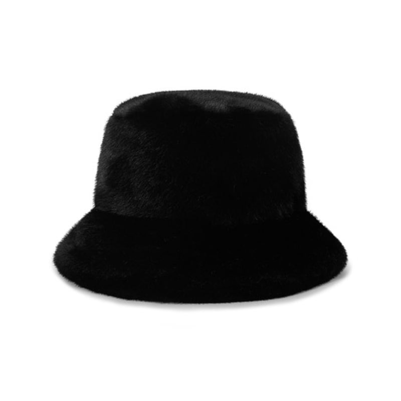 VARZAR VA Long Label Fur Bucket Hat Black