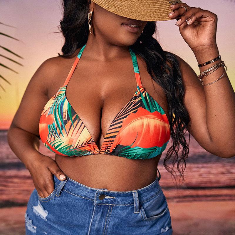 

Бикини 2024: Купальник большого размера с принтом халтер - Женский сексуальный топ с драпировкой 4XL