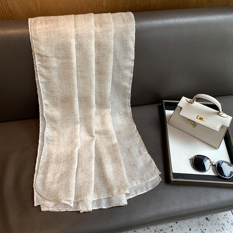 Spring and summer cotton and linen scarf silk scarf women s solid color linen outer with thin solid color versatile bronzing silk scarf bronzing shawl 90*180