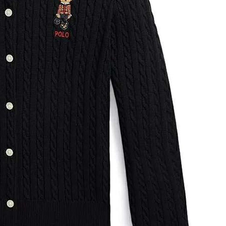 Polo Ralph Lauren Solid Color Single-Breasted Casual Long Sleeve Sweater Kids Sweater Black 313919829-002