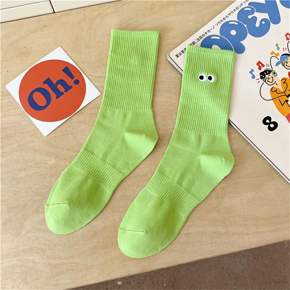 

Новые женские вышитые носки средней длины с большими глазами, модные, красочные, мультяшные, милые, мягкие хлопковые спортивные носки, дропшиппинг One Size