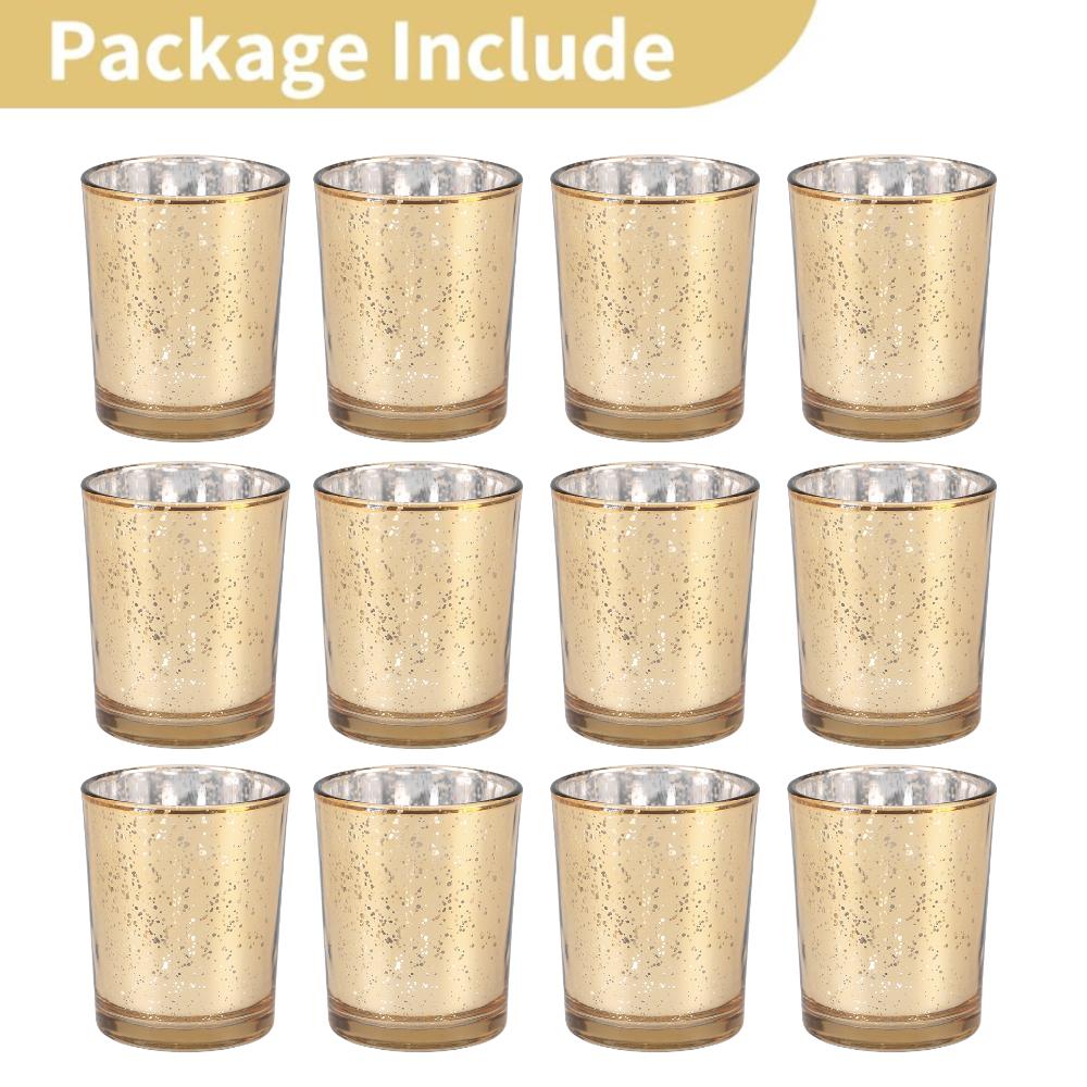 Speckled Mercury Glass Candle Holder 6/12Pcs Tealight Candle Holder for Wedding Cafe Bar Birthday Home Decoration Party Gift