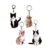 Set of 4 Elegant Cat Keychain Cat Keyring Bag Charm Keychain Set Portable Key Accessory Acrylic Texture for Animal Lover