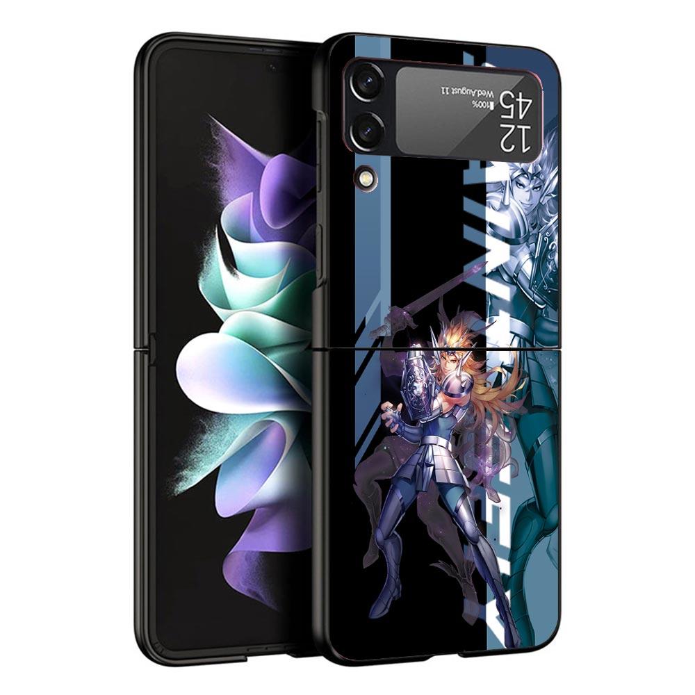 

Saint Seiya Anime Phone Case For Samsung Z Flip 6 5 4 3 Galaxy ZFlip6 5G Flip5 Flip4 Black Hard Camera Protective Cover Galaxy ZFlip 6