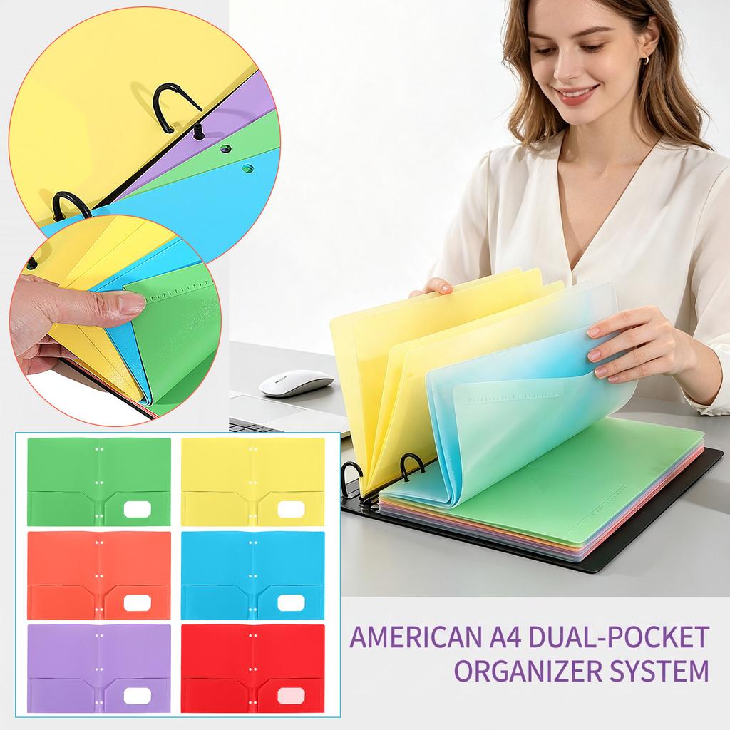 Three- Two-Pocket Document Folder with Storage Pockets for Organization